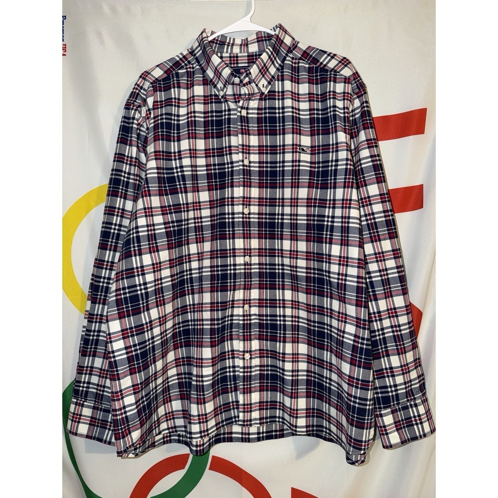 Vineyard Vines Whale Shirt Mens XL Plaid Button Up Long Sleeve Cotton